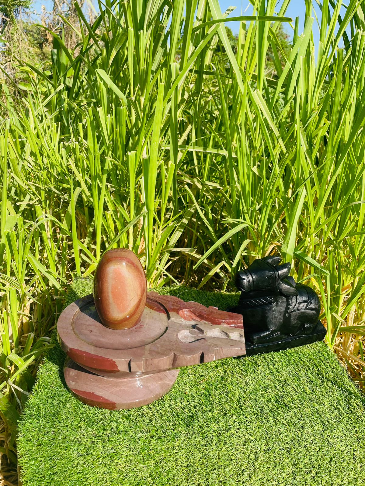 Original 6 Inch Narmadeshwar Shivling with 12 Inch Jaladhari & 6 Inch Nandi Maharaj