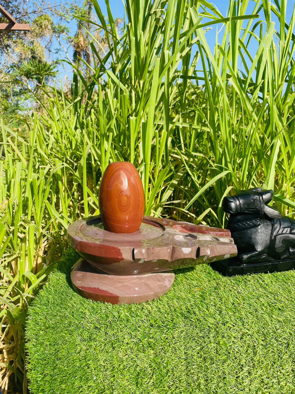 Sacred 6 Inch Narmadeshwar Shivling with 12 Inch Jaladhari & 6 Inch Nandi Ji