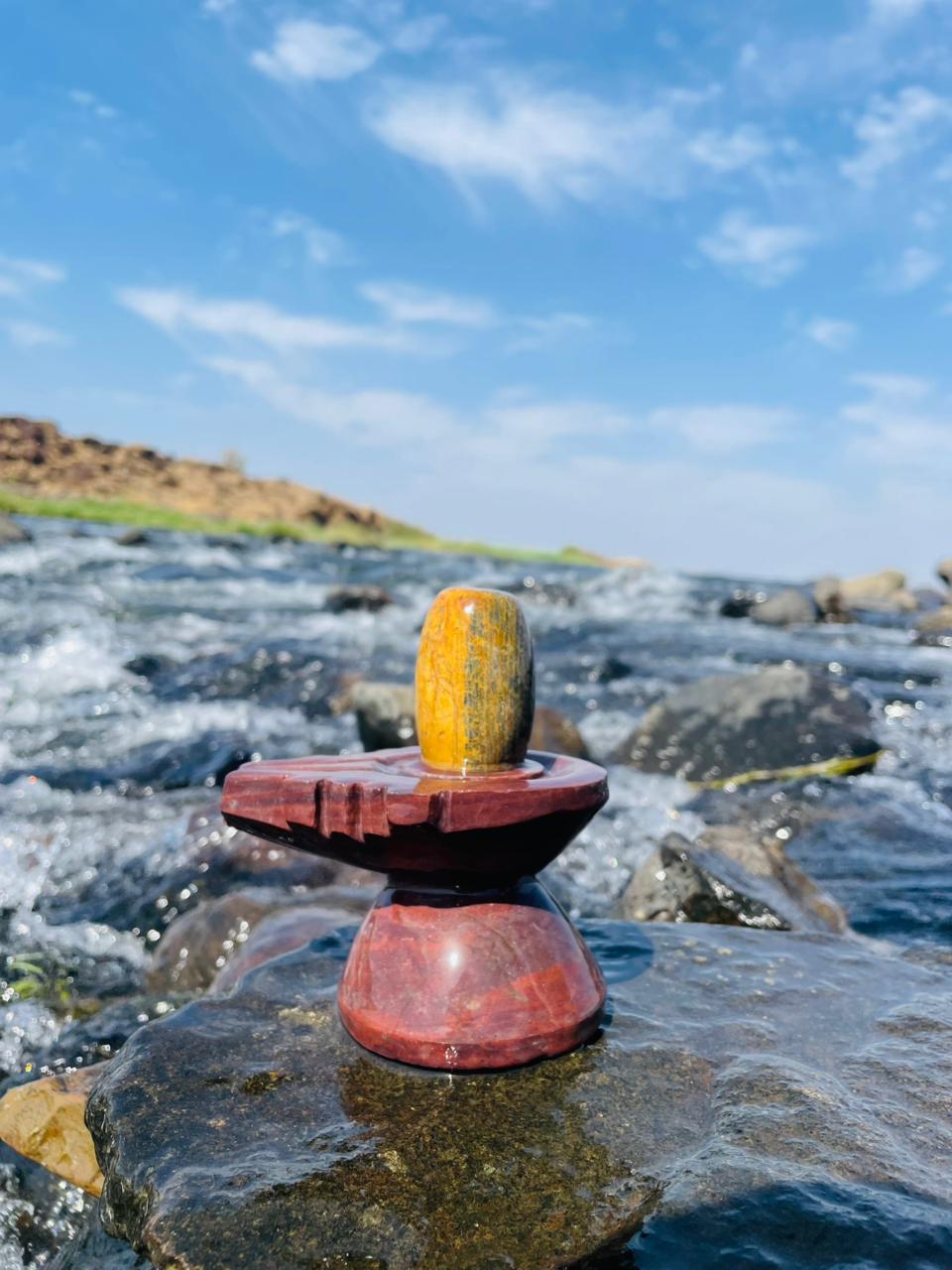 2 Inch Natural Narmadeshwar Shivling with Marble Jaladhari