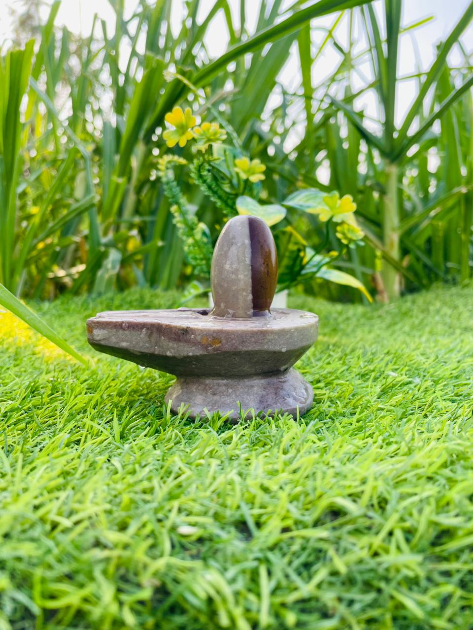2 Inch Natural Stone Narmadeshwar Shivling for Home Temple