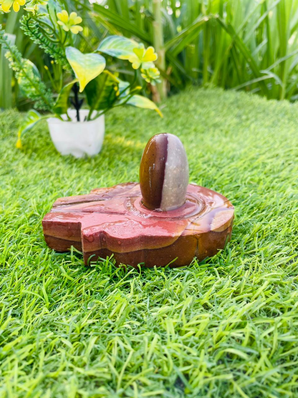 2 Inch Original Narmadeshwar Shivling with Marble Finish Jaladhari