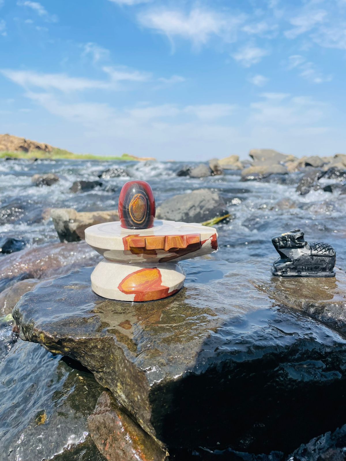2.5 Inch Narmadeshwar Shivling with 5 Inch Premium Jaladhari & Nandi Set
