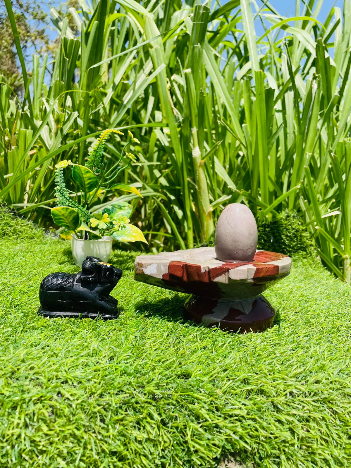 2.5 Inch Narmadeshwar Shivling with 5 Inch Premium Designer Jaladhari Set