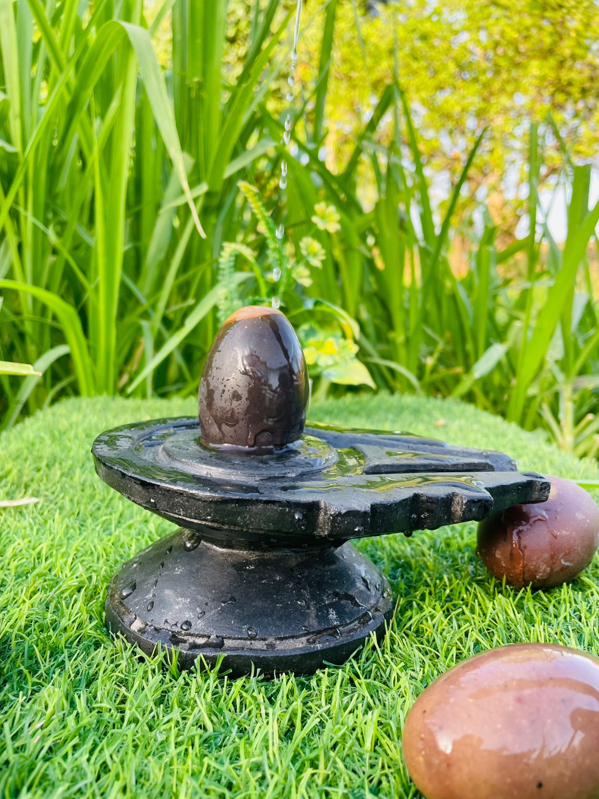 3 Inch Original Narmadeshwar Shivling with 6 Inch Black Jaladhari – Premium Sacred Stone