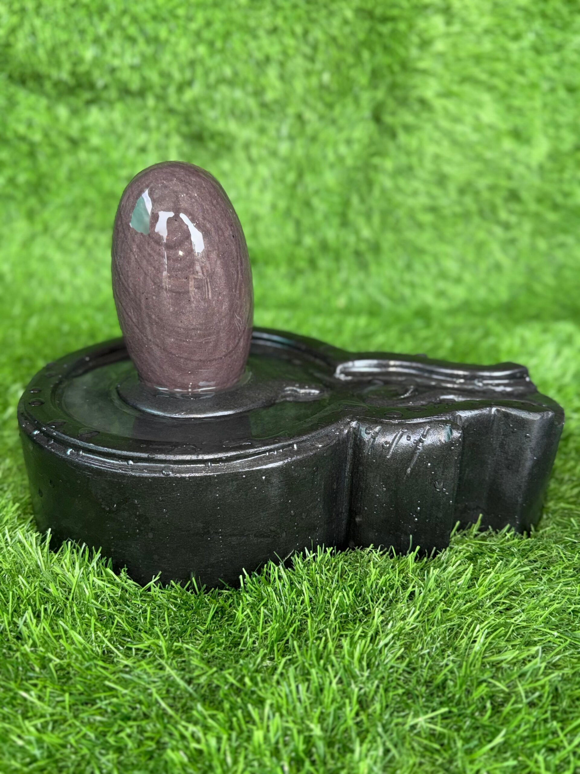 6” White Narmadeshwar Shivling with 12” Premium Black Jaladhari Base – Sacred Handmade Shivling for Home Temple